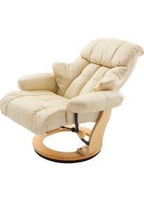 Relaxsessel »Calgary«, Fernsehsessel 360°drehbar inkl. Hocker mit Lederbezug , beige , MCA furniture