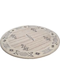 Theko, Theko Wollteppich »Royal Berber« rund 18 mm Höhe Berber Optik, reine Wolle, ideal im Wohnzimmer & Schlafzimmer, creme, Schurwolle, 18 mm