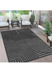 Teppich »Livorno 674« rechteckig 14 mm Höhe Uni Farben, moderner Hoch-Tief-Effekt, Scandi-Look, Outdoor geeignet , grau , Paco Home , Obermaterial:...