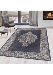 Teppich »FIESTA 4303« rechteckig 6 mm Höhe pflegeleichter Kurflorteppich, moderne Vintage Orient Optik , schwarz , Ayyildiz Teppiche ,...