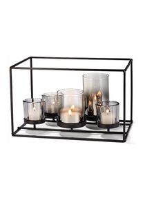 Philippi, Philippi Windlicht &raquo;York&laquo;, schwarz, Glas, Metall, B/H/T: 31 cm x 19 cm x 19 cm