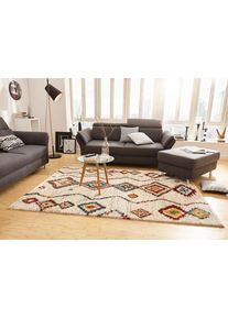 Hochflor-Teppich »Geometric« rechteckig 30 mm Höhe Shaggy, Flokati, Boho Design, Weich, Flauschig, Geometrisches Muster , beige , Hanse Home ,...