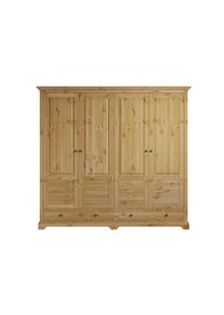 Home Affaire Kleiderschrank »Rauna, aus massiver Kiefer, 4-türig, mit Lamellen und Kassetten«, (B/H/T ca. 203/183/61), FSC zertifiziertes Massivholz (Kiefer),...