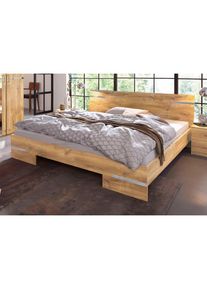 Futonbett »Anna, Bett Made in Germany« mit chromfarbenen Details im Kopf-und Fussteil, 3 Breiten zur Auswahl , braun , wimex