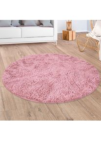 Hochflor-Teppich »Silky 591« rund 37 mm Höhe Uni Farben, besonders weich und kuschelig , rosa , Paco Home , Obermaterial: 100% Polyester