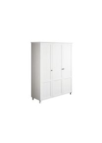 Kleiderschrank »Juventus, Drehtürenschrank, Schrank«, mit 3 Türen, 143 cm breit, aus massiver Kiefer, FSC -zertifiziert , weiss , Home Affaire