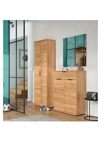 Germania , Garderoben-Set »GW-Fremont«, (Set, 3 St.) , braun , Schuhschrank, Spiegel und Garderobenschrank