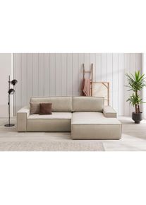 Ecksofa »SHERWOOD Schlafsofa 267 cm, L-Form,« Schlaffunktion mit Bettkasten (210x136 cm), Cord, Vintage, Samtvelours , beige , Home Affaire