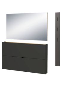 Germania , Garderoben-Set »Ameca«, (3 St.), Garderoben-Set aus Schuhkipper, Spiegel und Garderobenpaneel , grau , Kratzfeste und widerstandsfähige...