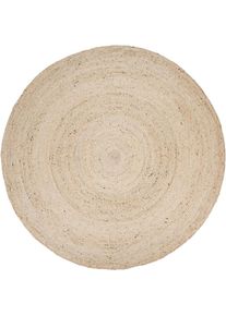 Teppich »Viborg 595« rund 13 mm Höhe Jute, Modern, Boho, Handgefertigter Natur-Teppich , weiss , Paco Home , Obermaterial: 100% Jute
