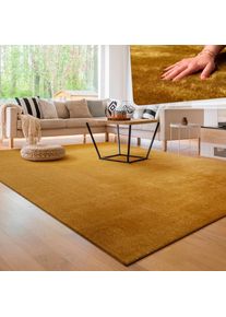 Teppich »Cadiz 630« rechteckig 14 mm Höhe Uni-Farben, besonders weich, waschbar, auch als Läufer erhältlich , gelb , Paco Home , Obermaterial: 100%...