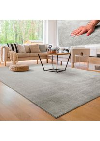 Teppich »Cadiz 630« rechteckig 14 mm Höhe Uni-Farben, besonders weich, waschbar, auch als Läufer erhältlich , silberfarben , Paco Home ,...