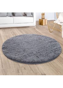 Hochflor-Teppich »Silky 591« rund 37 mm Höhe Uni Farben, besonders weich und kuschelig , grau , Paco Home , Obermaterial: 100% Polyester