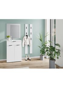 Germania , Garderoben-Set »Stanton«, (4 St.), Garderoben-Set bestehend aus 1 Schuhschrank, 1 Spiegel und 2 Paneele , weiss , Kratzfeste und...
