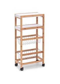 zeller Present, K&uuml;chenwagen &raquo;Bamboo&laquo; mit vier Ablagem&ouml;glichkeiten, naturfarben, wei&szlig;, Bambus, MDF, B/H/T: 40 cm x 83 cm x 22 cm