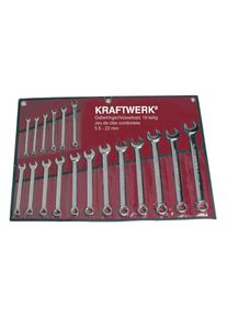 Kraftwerk , Ringschlüssel »Ringgabelschlüssel-Set 18-teilig« , silberfarben