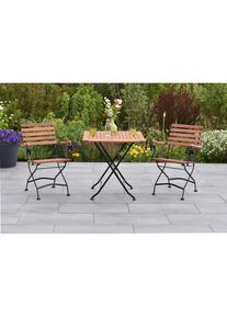 Garten-Essgruppe »»Schlossgarten««, (Set, 3 tlg., Geöltes Eukalyptusholz), Tisch klappbar: LxB: 75x75 cm , beige , Merxx
