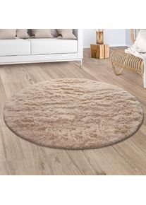 Hochflor-Teppich »Silky 591« rund 37 mm Höhe Uni Farben, besonders weich und kuschelig , beige , Paco Home , Obermaterial: 100% Polyester