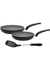 Pfannen-Set »Dolomit«, Aluminium, (Set, 3 tlg., 1x Bratpfanne Ø 24 cm, 1x Bratpfanne Ø 28 cm), Induktion, inkl. Pfannenwende , schwarz , ELO