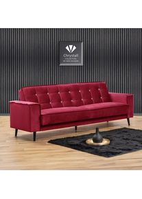 Max Winzer Schlafsofa »Jersey, 3-Sitzer, Sofa in exklusivem Design, mit Strasssteinen«, handgefertigt, hochwertige Konstruktion, Samtvelours, mit Bettfunktion...