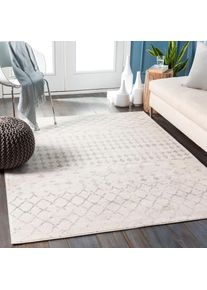 Teppich »LYON« rechteckig 9 mm Höhe Berber, Ethnisch Boho Kurzflor Wohnzimmerteppich, Schlafzimmer , weiss , Livabliss , Obermaterial: 100%...