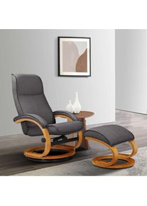Home Affaire Relaxsessel »Paris, TV-Sessel mit Hocker und manueller Liegefunktion«, (Set, 2 St., bestehend aus Sessel und Hocker), Dreh- und Kippfunktion , grau...