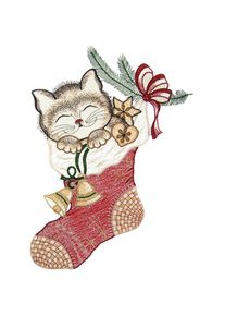 Fensterbild »Katze im Strumpf«, Made in Germany , bunt , W. Reuter & Sohn - Plauener Spitze