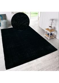 my home, my home Hochflor-Teppich &raquo;Malin&laquo; rechteckig 43 mm H&ouml;he Shaggy in Uni-Farben, einfarbig, leicht gl&auml;nzend, besonders weich, schwarz, Kunstfaser