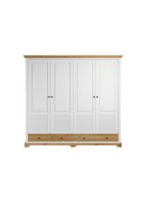 Home Affaire Kleiderschrank »Rauna, aus massiver Kiefer, 4-türig, mit Lamellen und Kassetten«, (B/H/T ca. 203/183/61), FSC zertifiziertes Massivholz (Kiefer),...