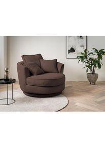 Drehsessel »MAISIE, Love Seat XXL, Lese-Sessel BIG-«, Sessel in MEGA CORD u. Web-Velours, 360 Grad drehbar , braun , LEONIQUE