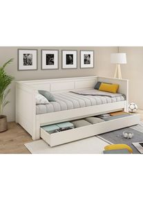 Lüttenhütt Funktionsbett »" ERIK " TOPSELLER! Daybed, Gästebett, Kinderbett, Massivholz (Kiefer)« stilvolle Kassetten - Fräsung, 90x200cm ausziehbar auf...