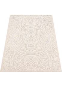 Teppich »Cotton 232« rechteckig 10 mm Höhe Uni Farben, Hoch-Tief Effekt, boho, In- und Outdoor geeignet , beige , Paco Home , Obermaterial: 100%...