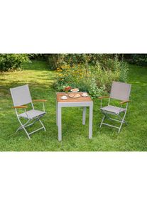 Balkonset »Naxos«, (Set, 3 tlg.), mit ausziehbaren Tisch (65/130x65 cm) , beige , Merxx