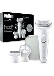Braun , Epilierer »Silk-épil 9 9-061«, Rasier-, Trimmer- & Peelingaufsatz, Wet&Dry , weiss , Komfortable Epilation dank des...