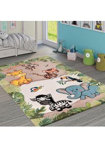 Kinderteppich »Diamond 644«, rechteckig, 18 mm Höhe, 3D-Design, Motiv Dschungel Tiere, Kinderzimmer , beige , Paco Home