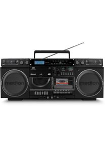 Medion , CD-Radiorecorder »LIFE P66538 Retro-Boombox«, (Digitalradio (DAB+)-FM-Tuner) , schwarz , Wiedergabe von MP3-Musikdateien von USB-Stick...