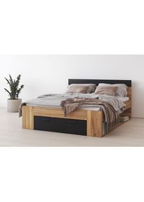 Bettgestell »Faweza, Breite 160 bzw. 180 cm, Stauraumbett«, Funktionsbett Schublade mit extra viel Stauraum , beige , Home Affaire