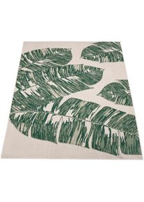 Teppich »Ostende 553« rechteckig 4 mm Höhe Flachgewebe, Motiv Palmenblätter, In- und Outdoor geeignet, Wohnzimmer , grün , Paco Home ,...