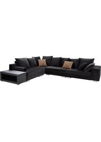 Ecksofa »Vale L-Form«, incl. Couchtisch, Steppung im Sitzbereich, Federkern , schwarz , Inosign