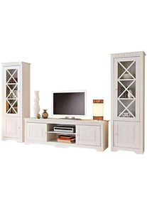 Wohnwand »Lisa«, (Set, 3 St.), bestehend aus zwei Vitrinen und einem Lowboard, massives Kiefernholz , weiss , Home Affaire