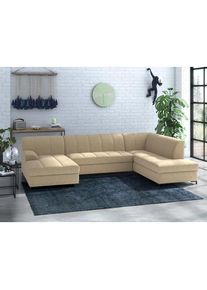 Wohnlandschaft »Balme, moderne Formensprache, zeitloses Design, U-Form«, Inkl. Zierkissen, wahlweise mit Bettfunktion , beige , Inosign