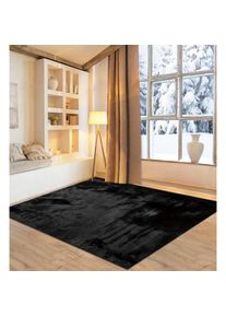Fellteppich »Guidel« rechteckig 30 mm Höhe Kunstfell, Kuschelteppich, Uni Farben, super weich, Wohnzimmer , schwarz , my home , Obermaterial: 100%...