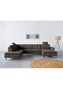Wohnlandschaft »Birkholm U-Form«, Armlehnverstellung, auch in Easy Clean Bezug - mit Wasser zu reinigen , grau , Inosign