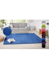 Hanse Home, Hanse Home Teppich &raquo;Shashi&laquo; rechteckig 8,5 mm H&ouml;he Kurzflor, Unifarben, L&auml;ufer, weich, Esszimmer, Kinderzimmer, Flur, blau, Kunstfaser, 