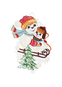 Fensterbild »Schneemann mit Kind«, Made in Germany , bunt , W. Reuter & Sohn - Plauener Spitze