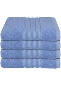 Schiesser Handtücher »Milano aus 100% Baumwolle mit eleganter Bordüre in Hoch-Tief-Optik«, (Set, 4 St., 4er Set Handtücher 50 x 100 cm), Made in Green , blau...