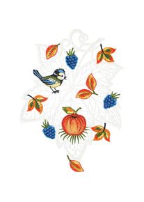 Fensterbild »Fensterbild "Herbstblatt mit Vogel" farbig« , bunt , W. Reuter & Sohn - Plauener Spitze