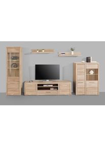 Wohnwand »Falco«, (Set, 4 St., 5), Fronten aus Massivholz , weiss , Home Affaire
