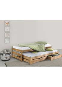 Lüttenhütt Funktionsbett »"TORGNY " mit 2 Schubladen«, mit zwei Schlafplätzen , gelb , Lüttenhütt