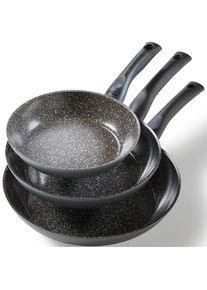 Pfannen-Set »CERAMIC«, Aluminium, (Set, 3 tlg., je 1 Bratpfanne Ø 20/24/28 cm, H: 4,5/5/5,5 cm, - 1,0/1,7/2,7 l), Induktion , grau , Stoneline